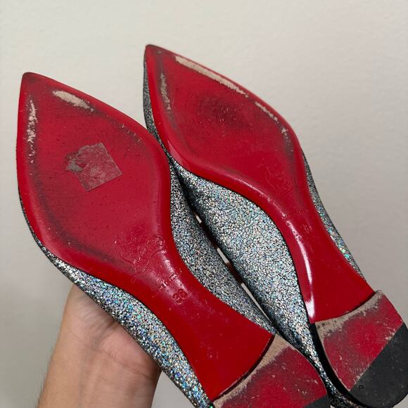 Christian Louboutin Ballalla Silver Mica Glitter Ballerina Ballet Flat 36 - Picture 8 of 15